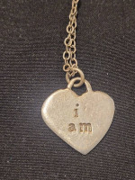 Sterling Silver I AM LOVED Heart Charm on 18 in. Round Link Chain