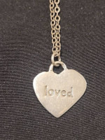 Sterling Silver I AM LOVED Heart Charm on 18 in. Round Link Chain