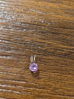 Small 10K White Gold Round Amethyst Solitaire Slide Pendant / Charm