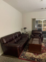 Leather Sofa, Recliner and Cocktail Table - Raymour and Flangian