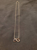 Sterling Silver Inifinite Hearts Slide Charm on 18in. Round Link Chain