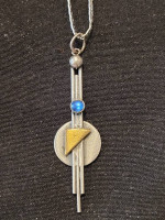 Sterling Silver American Southwest Drop Charm on 15in Fancy Flat Chain