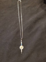 Sterling Silver American Southwest Drop Charm on 15in Fancy Flat Chain