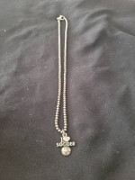 Estate Sterling Silver I LOVE SOCCER Charm on Heavy 15.5 in Ball Chain