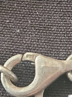 Estate Sterling Silver Cancer Ribbon Charm on 17 in. Snake Chain
