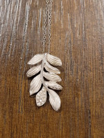 Estate Sterling Silver Link Chain with Floral Slide Pendant