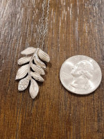 Estate Sterling Silver Link Chain with Floral Slide Pendant