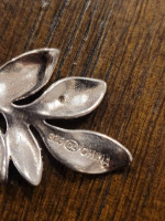 Estate Sterling Silver Link Chain with Floral Slide Pendant