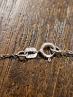 Estate Sterling Silver Link Chain with Floral Slide Pendant