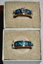 Stunning Pair of Hand Made Opal and Sterling Silver Rings