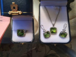 18kt White Gold Diamond & Peridot  Pendant/Earrings/Ring