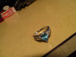 14K White Gold 4.0 gr Light Blue Aquamarine and Diamonds One of a Kind