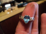 14K White Gold 4.0 gr Light Blue Aquamarine and Diamonds One of a Kind