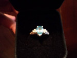 14K White Gold 4.0 gr Light Blue Aquamarine and Diamonds One of a Kind