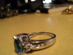 14K White Gold 4.0 gr Light Blue Aquamarine and Diamonds One of a Kind