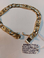 10k Yellow Gold Designer Figaro & Nugget Bracelet