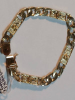 10k Yellow Gold Designer Figaro & Nugget Bracelet