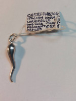 14k White Gold Italian Cornicello Good luck Pendant 30mm in size
