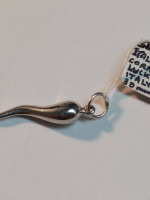 14k White Gold Italian Cornicello Good luck Pendant 30mm in size