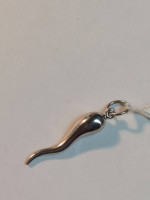 14k White Gold Italian Cornicello Good luck Pendant 30mm in size