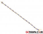 Beautiful!14kt Yellow Gold Tanzanite and Diamond Tennis Style Bracelet