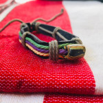 New Beautiful boho bracelet with leather, string and bead