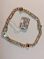 14k Yellow Gold Figaro Links Italy Designer Bracelet 5mm size &7.75"