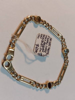14k Yellow Gold Figaro Links Italy Designer Bracelet 5mm size &7.75"