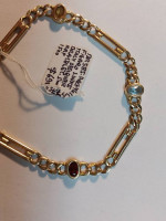14k Yellow Gold Figaro Links Italy Designer Bracelet 5mm size &7.75"