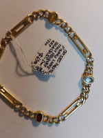 14k Yellow Gold Figaro Links Italy Designer Bracelet 5mm size &7.75"