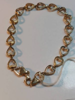 14k Yellow Gold Heart Design Bracelet 8" in Length