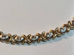 14k Yellow/White Gold 2 Tone XOXO Bracelet with Hearts 7" in Length