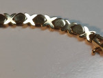 14k Yellow/White Gold 2 Tone XOXO Bracelet with Hearts 7" in Length