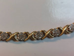 14k Yellow/White Gold 2 Tone Diamond 1.0ctw XOXO Designer Bracelet 7"