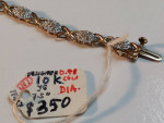 10k Yellow Gold Bracelet Italy with Diamonds 0.48ctw 7.5" in Length