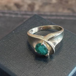 14k Columbian cut Emerald ring