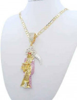La Santa Muerte necklace 14KGP