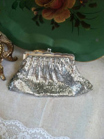 ❤Whiting & Davis Silver Metal Mesh Evening Clutch bag ♡ Gorgeous!