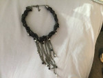 Black and pewter silk necklace