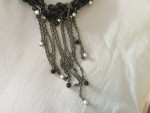 Black and pewter silk necklace