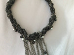 Black and pewter silk necklace