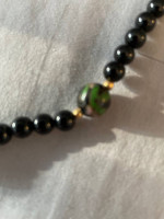 Cloisonné and onyx necklace, 14k clasp