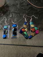 Fused glass pierced earrings