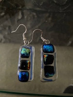 Fused glass pierced earrings
