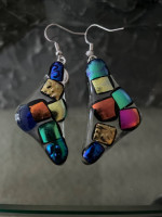Fused glass pierced earrings