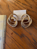 Earrings - Stylish Gold Toned, Teal Fringe, Faux Pearl Floral