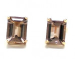 Ladies Smoked Topaz/14K Gold Earrings
