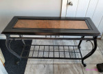 Cast Iron Console Sofa Table with Wood Top