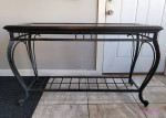 Cast Iron Console Sofa Table with Wood Top