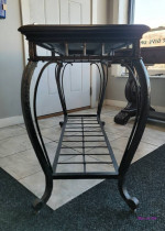 Cast Iron Console Sofa Table with Wood Top